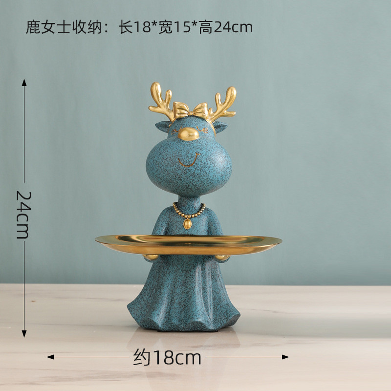 轻奢首饰托盘卧室梳妆台收纳鹿摆放装饰品玄关放钥匙摆件结婚送礼