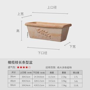 帝罗马橄榄枝花盆长条/方型盆庭院种植盆陶盆透气透水简约花盆