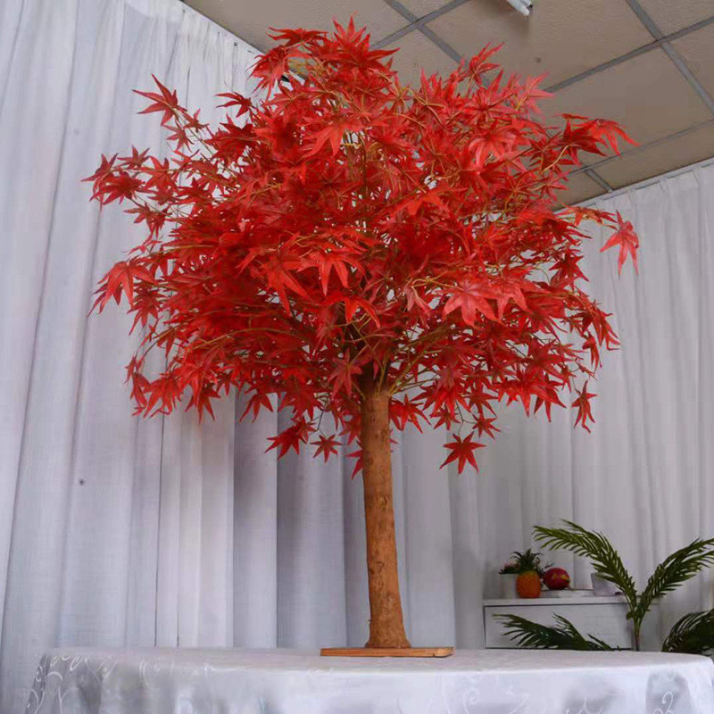 热销假树红枫树大型仿真实木假枫叶餐桌装饰酒店仿真树厂家直销小