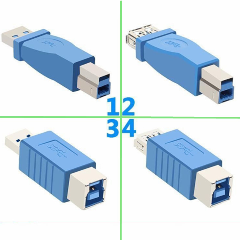 USB3.0打印机转换头 USB母转方口公转接头 A型母对B型公连接头