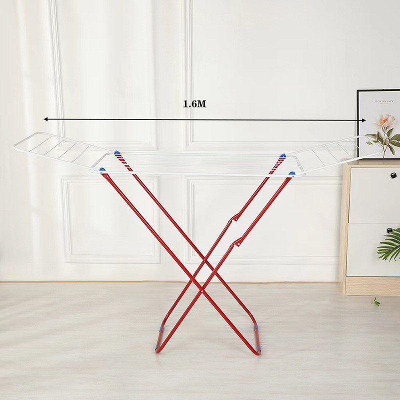 大号红白色酒店x型落地晾衣架批发铁质免安装阳台卧室折叠晒衣架