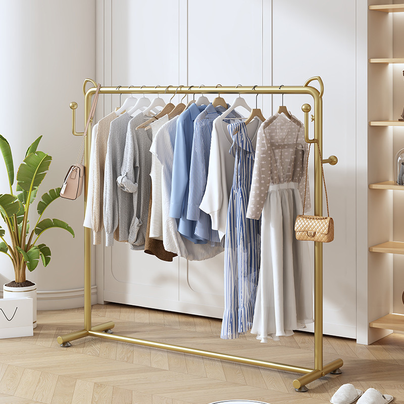 56n衣架落地折叠单杆卧室内轻奢挂衣架阳台晒衣服杆子简易家用晾