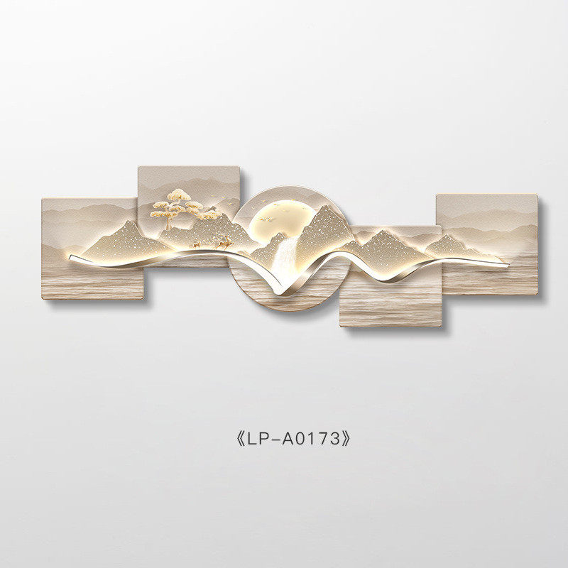 背有靠山轻奢客厅装饰画山水高档大气壁灯画沙发背景墙高级感挂画