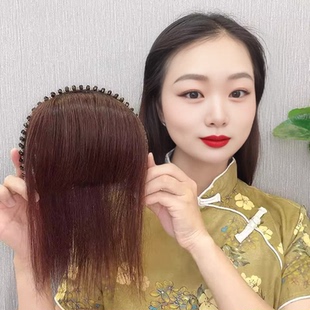 发箍刘海一体女假发补发片全真发洋气水钻发箍补发片遮白发直发片