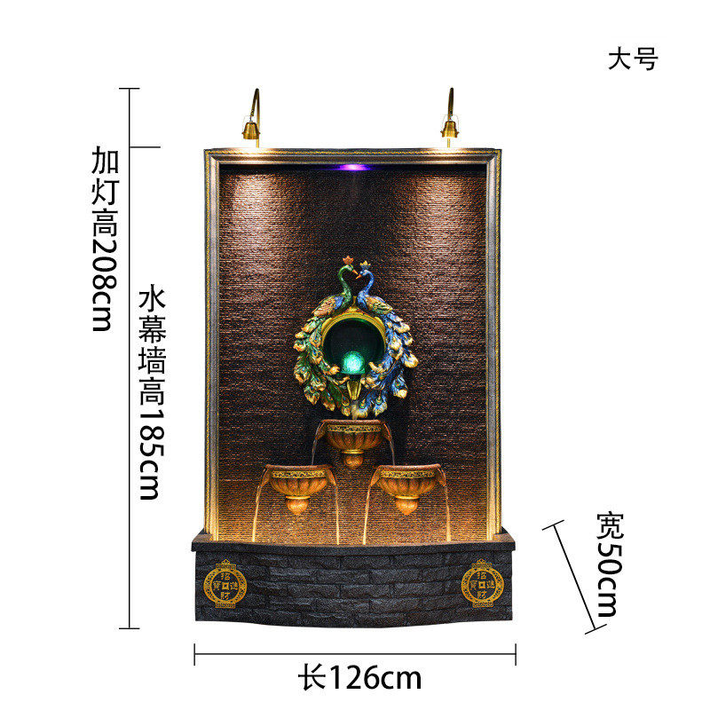 大象欧式水景水幕墙创意孔雀流水喷泉摆件办公室会所庭院鱼池装饰