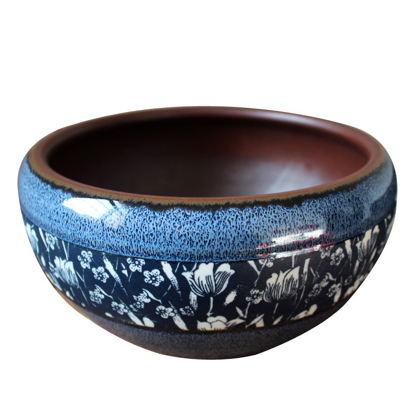 景德镇陶瓷器金鱼缸手绘碗莲乌龟缸养鱼盆家居装饰摆件花盆可打孔