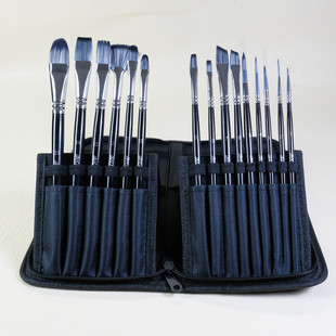 15支尼龙人体彩绘海绵批发水粉丙烯刷包带刮刀画笔套装工具全套