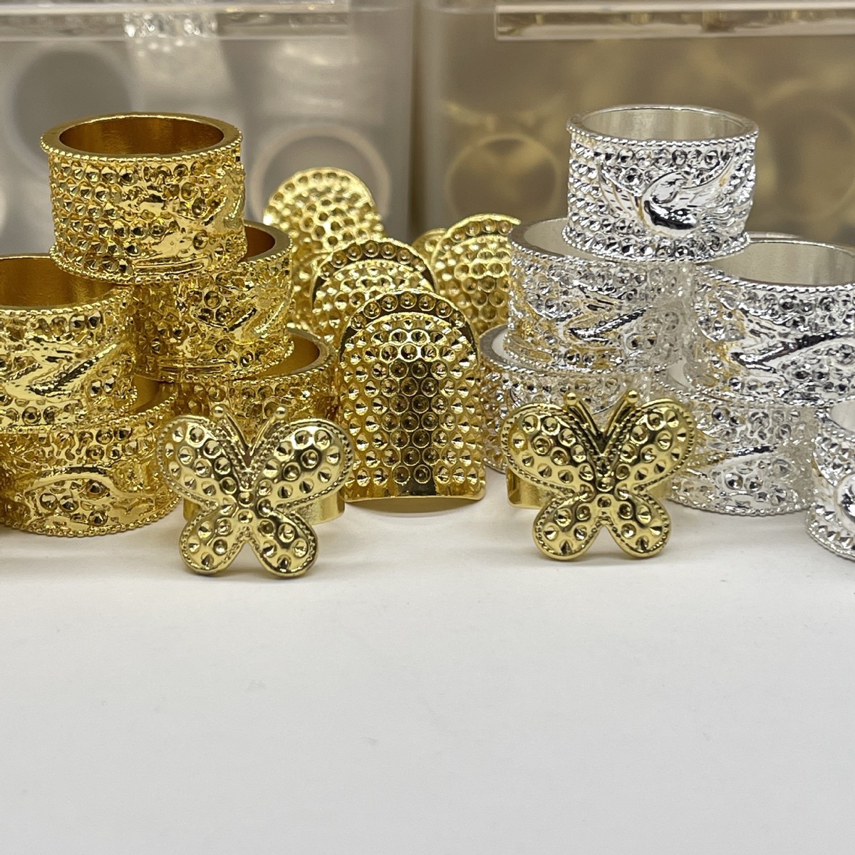 厂家补 鑫美达高档金龙银凤蝴蝶加厚顶针 护指缝现货家用金顶针