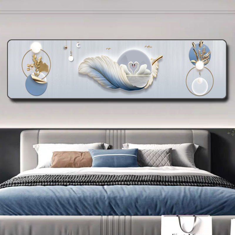 批发轻奢卧室装饰画温馨床头挂画主卧现代简约羽毛客厅房间挂画