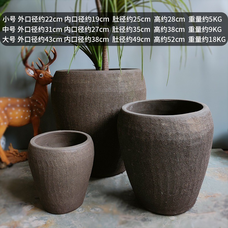 素烧鱼庭院特大黑陶紫砂户外摆件阳台粗陶花盆养陶瓷陶罐口径鱼缸