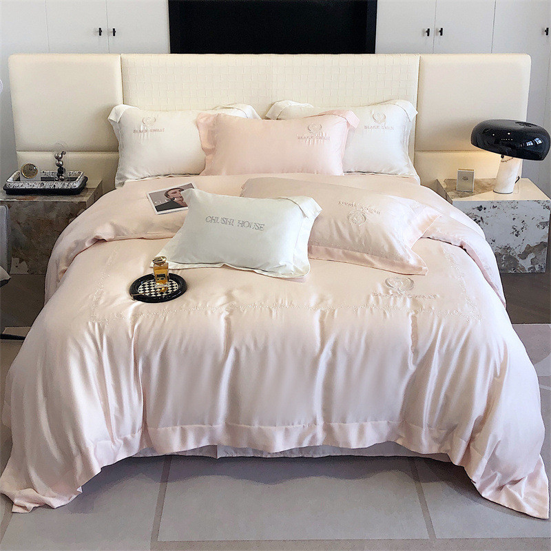 热销新款100支奥地利兰天丝四件套精天鹅舞曲绣花天丝四件套1.5/1