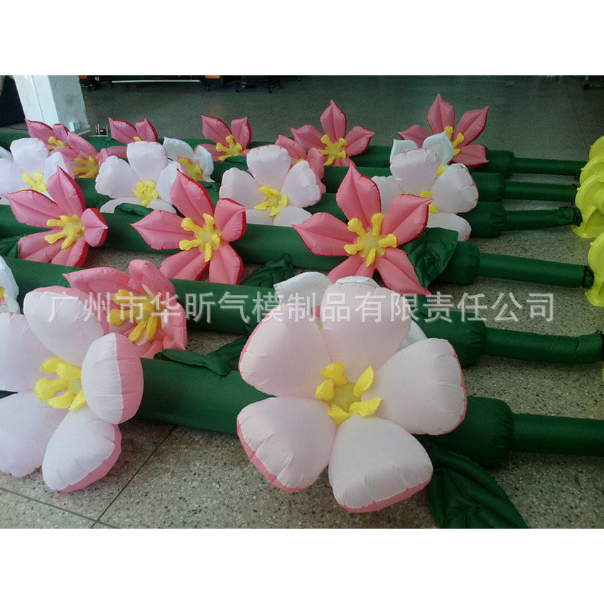 热销充气夜光花广场购物街景观布置道具充气发光月牙花朵气模