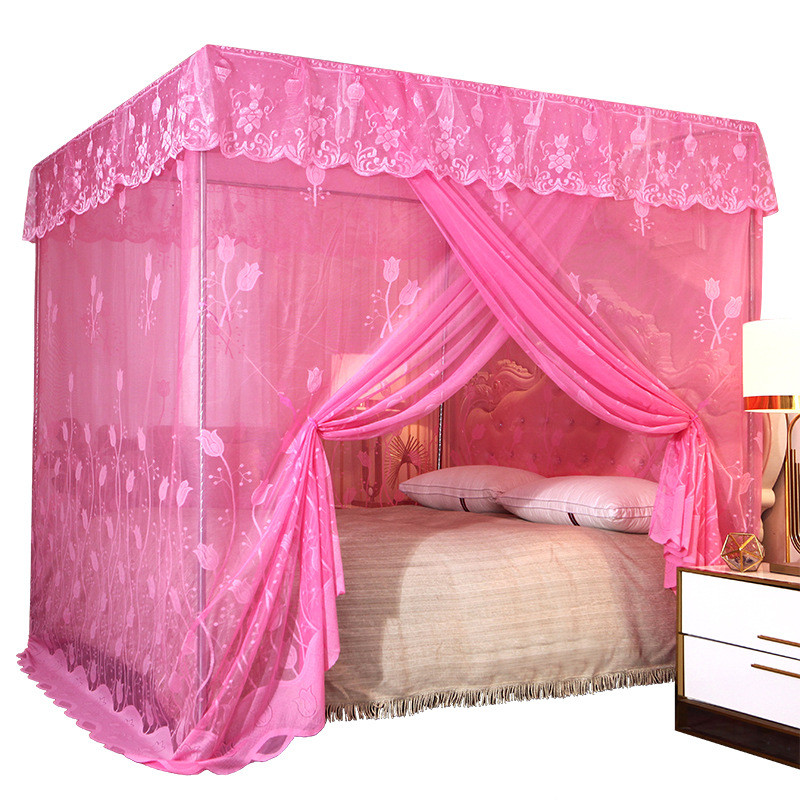 bb4c批发纱帐蚊帐1米8大床宫廷落地支架结婚传统老式加密加厚