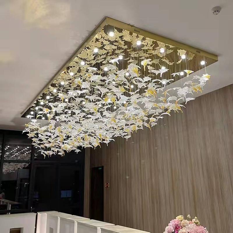 酒店吊灯售楼部别墅吊灯枫叶玻璃吊灯艺术吊灯现代简约工程灯