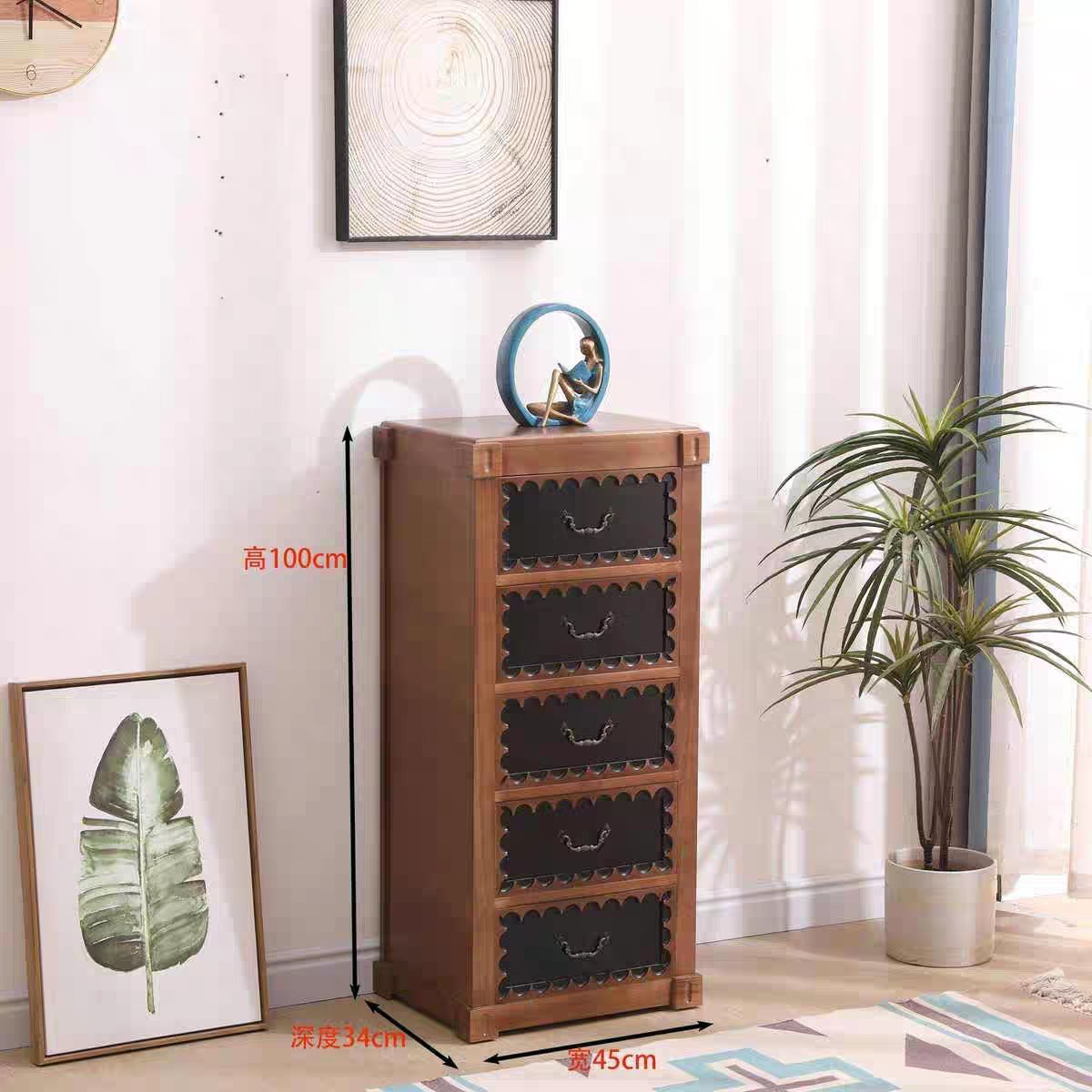 h^批夹缝收纳柜实木小斗柜简约储物柜置物架小边角柜窄柜立柜客厅