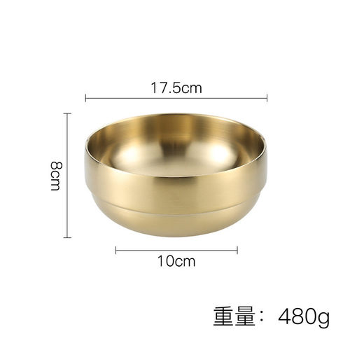碗金色双层不锈钢螺蛳粉韩式泡面碗拌碗冷面超饭碗防烫大碗拉面碗