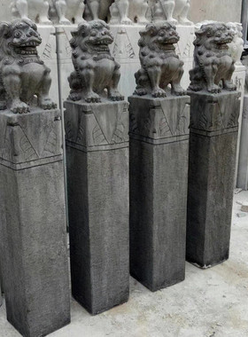 石雕仿古做拴马桩招财中式石狮子旧神兽栓马柱庭院装饰门口摆件