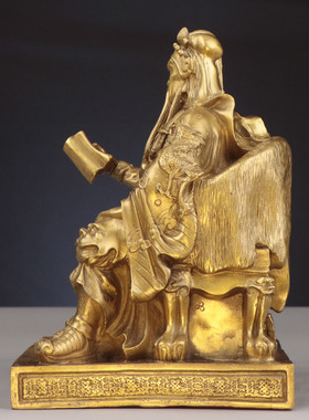 杨铜记家居关公铜关公看书办公室摆件文财神关公读书