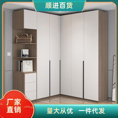 新款实木转角衣柜家用卧室一门到欧l型小户型高松板衣帽间柜厂家