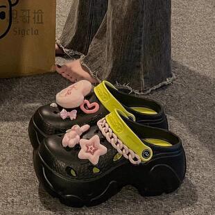 高货轻奢高颜值洞洞鞋 女外穿夏季 防滑不臭沙滩百搭EVA厚底凉拖鞋