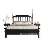 双人温莎床美式 实木床高柱中古床1.8米法式 复古主卧家具简约婚床