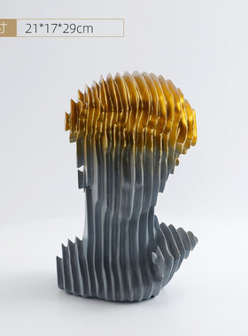 现代艺术渐变条纹装置抽象线条人物雕塑摆件酒店餐厅橱窗软装搭配