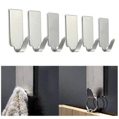 6 stainless steel hooks, creative kitchen adhesive hooks, m