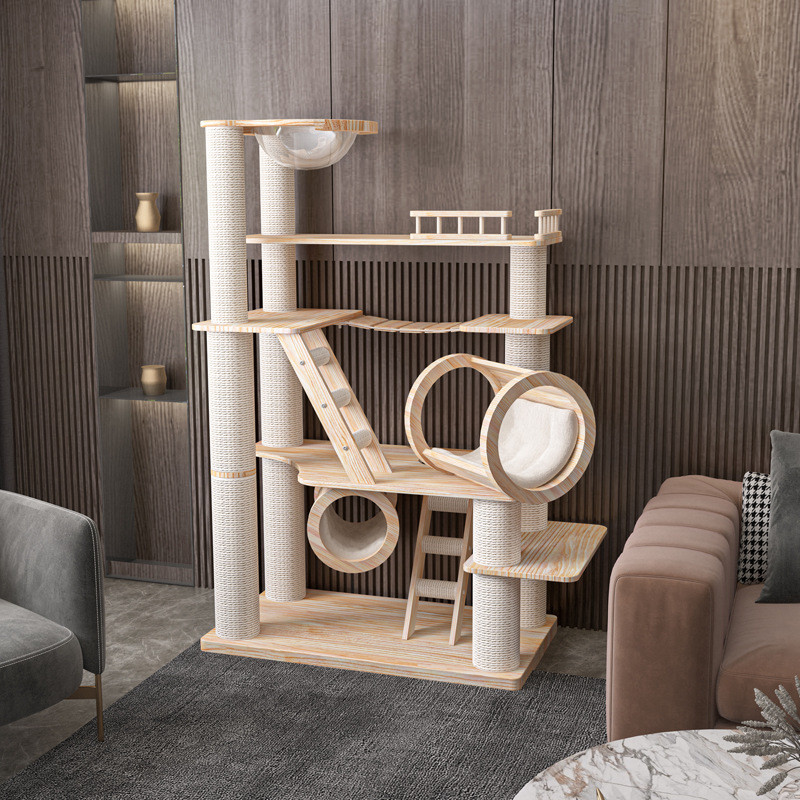 热销蜜罐猫超大型猫窝实木猫爬架猫树一体进口松木猫架猫别墅2106