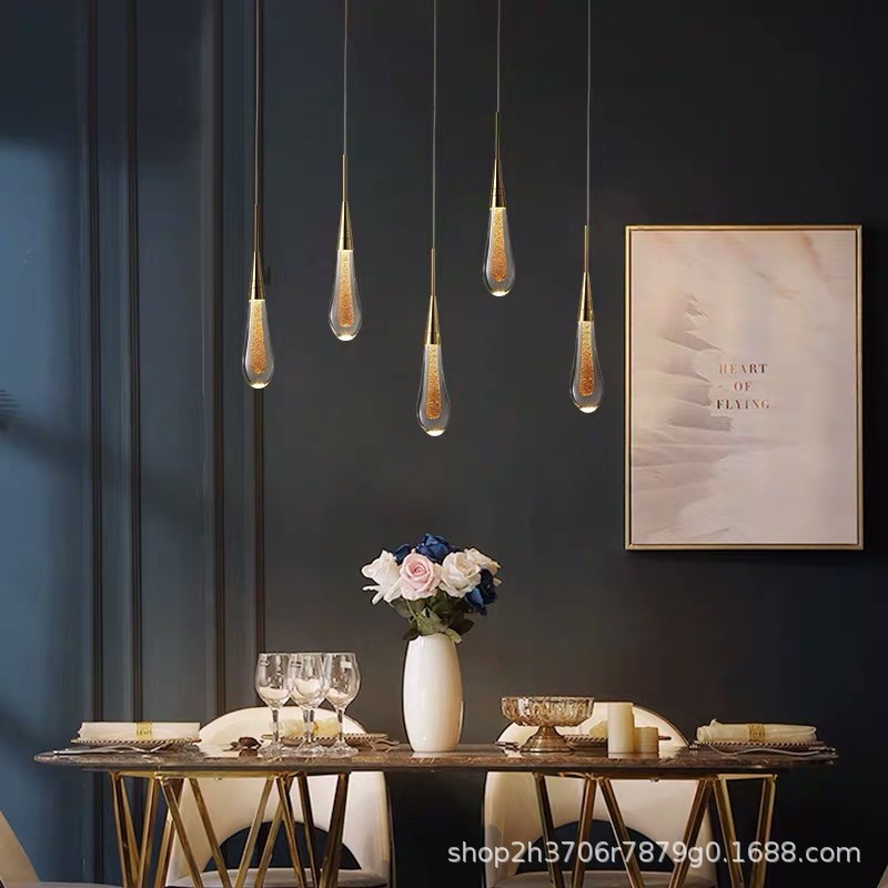 现代简约水滴组合楼梯LED工程灯酒店售楼部火锅店大厅设计师吊灯