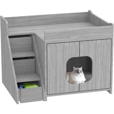 猫砂柜猫猫砂箱家具木制猫柜与梯子和抽屉猫洗手间卧室床头柜