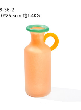 多巴胺色系ins餐桌摆件居家软装酒店样板间装饰哑光单耳玻璃花瓶