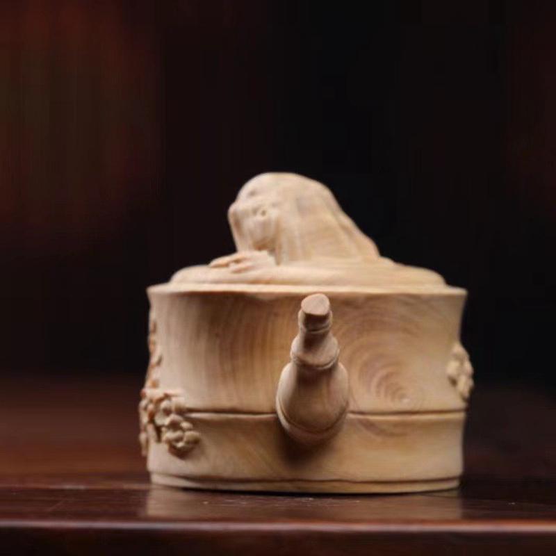 梅花工艺品摆件小叶黄杨木雕雕刻木质工艺品手把件木制品把把壶壶
