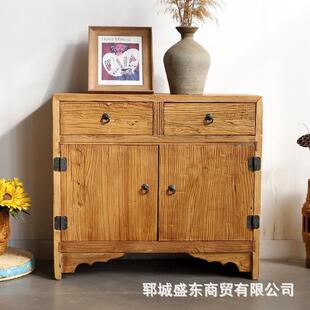 老榆木收纳柜酒店餐馆靠墙餐具整理餐边柜实木茶水柜落地九斗柜