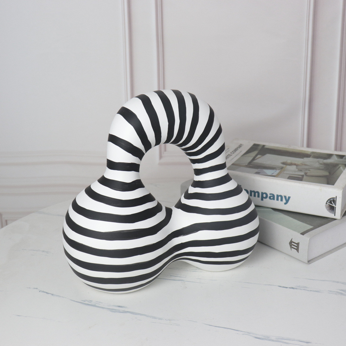 北欧抽象黑白条纹摆件饰品客厅软装艺术摆设样板房售楼处家居工艺