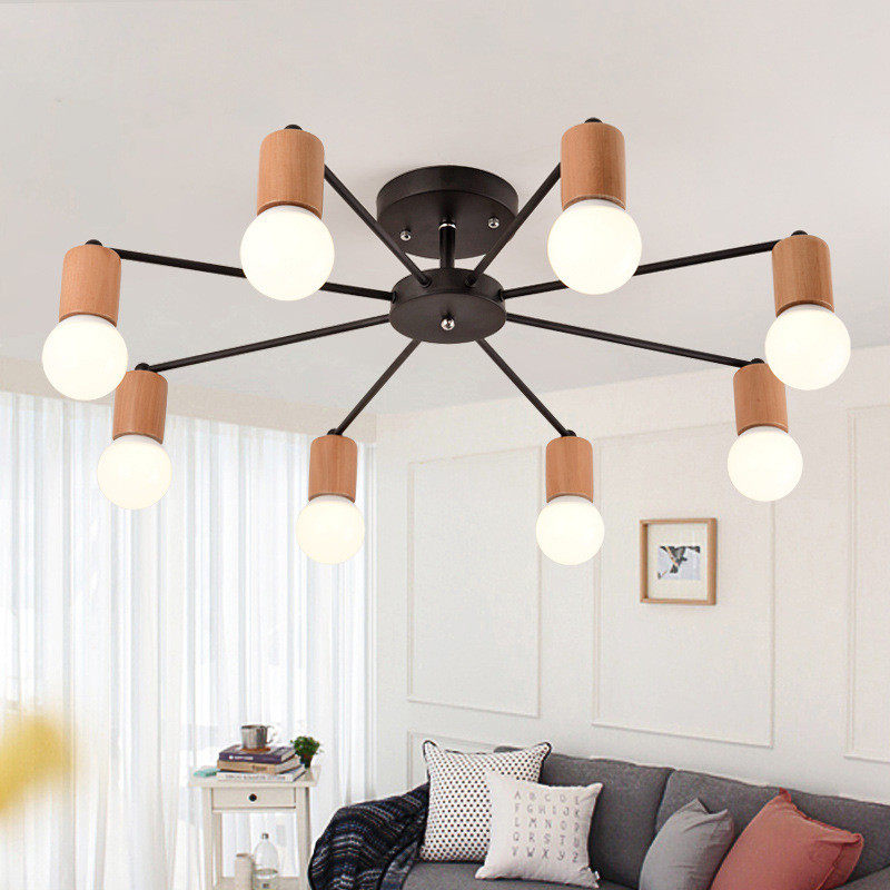 现代简约美式艺卧室客厅阁楼吸顶灯实木led木乡村北欧风格吸顶灯