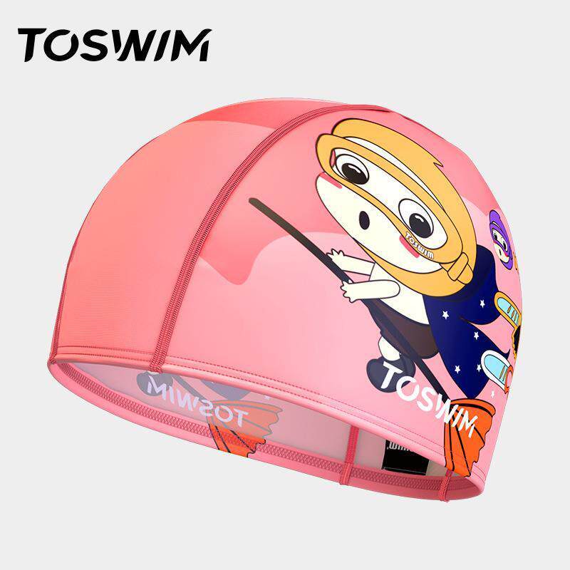 toswim拓胜儿童泳帽布帽女童可爱男童防晒宝宝布料不勒头游泳帽