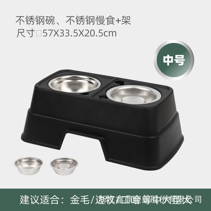 猫咪喂食碗双碗中大型犬防打翻碗狗碗饭碗宠物碗狗狗不锈钢碗