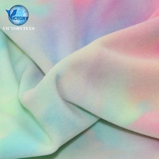 氨面料 扎染家纺超绒布针织经编氨纶七彩扎染水晶超柔短毛绒布服装