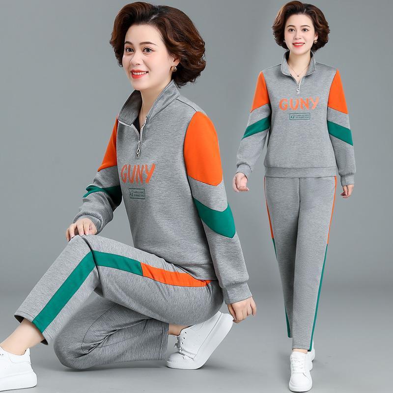 妈妈装秋装套装2025新款中年女士卫衣春秋款中老年运动服洋气时尚