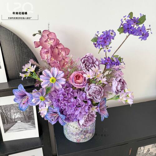 2025新年年宵花福插花桶仿真花diy抱抱桶新年装饰气氛布置假花