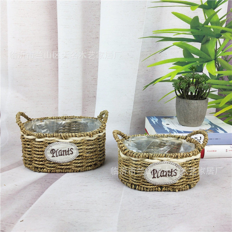 草编套二花盆藤编手提插花花篮多肉植物花器装饰编织花盆手提果篮,鲜花速递/花卉仿真/绿植园艺,多肉植物,淘宝优惠券,粉丝福利购,淘宝优惠卷
