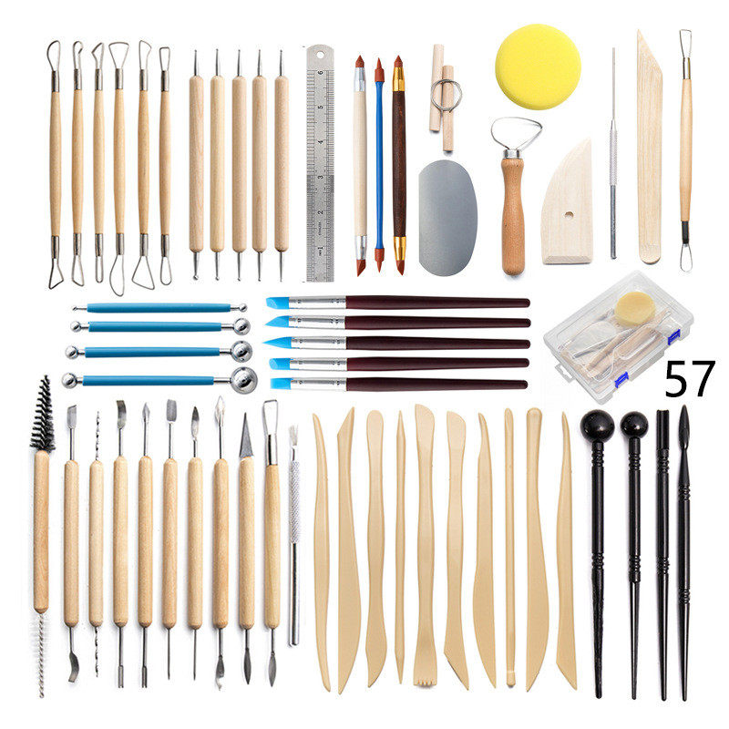 陶艺工具57件套笔石塑粘土雕刻刀丸棒硅胶点钻装七本细节针,文具电教/文化用品/商务用品,文创/手作/文化用品,淘宝优惠券,粉丝福利购,淘宝优惠卷