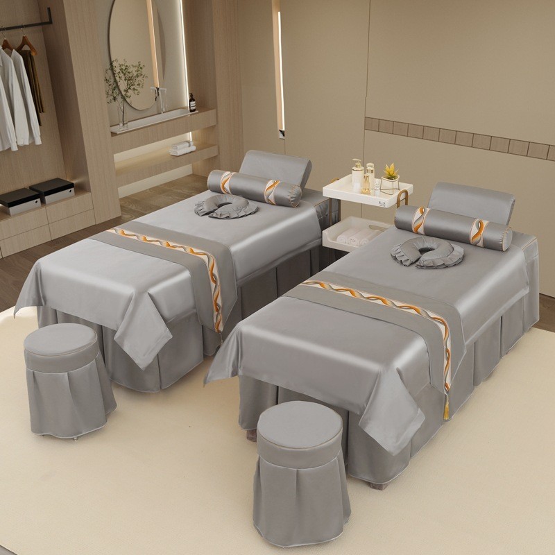 按摩美容床罩四件套高档美容院理疗夏季冰丝床套洗头采耳床单批发