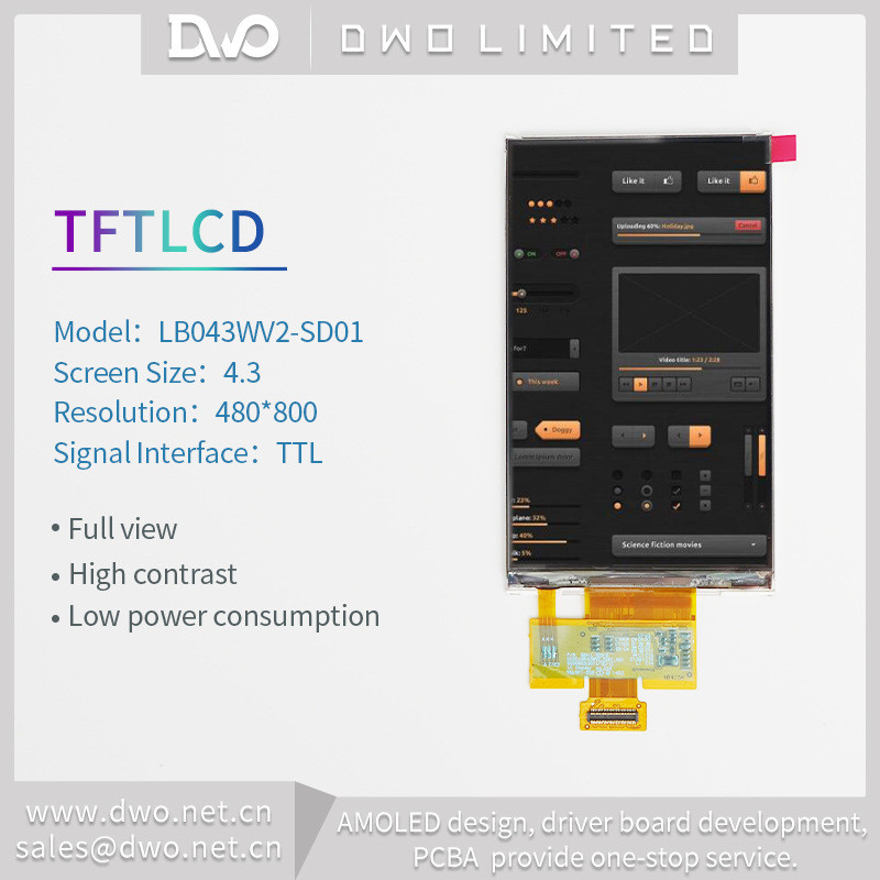热销lb043wv2-sd014.3寸480*800分辨率tftlcd4.3寸液晶屏lcd显示