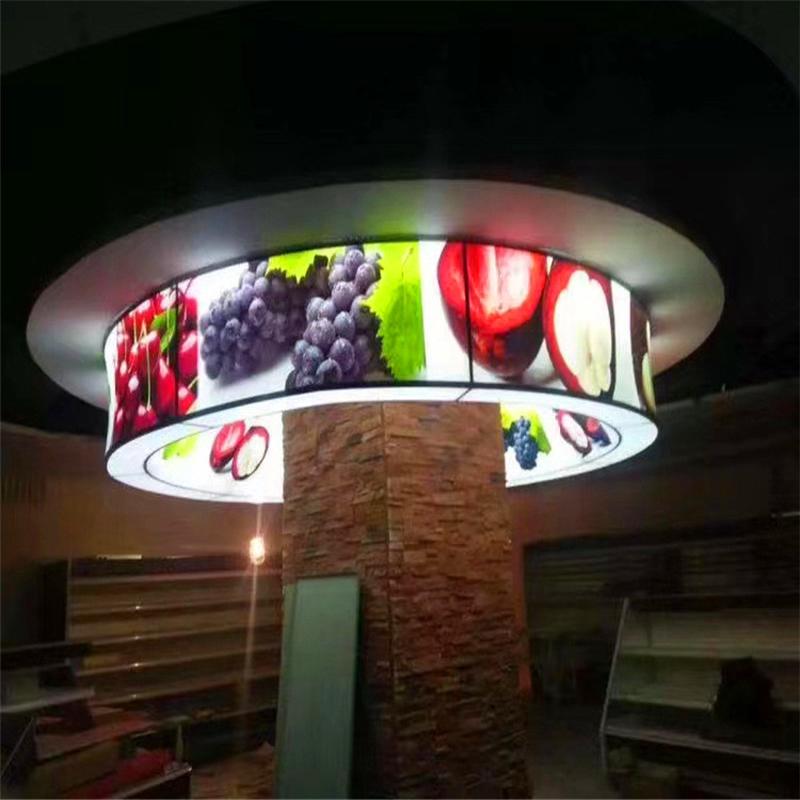 包铝合金软膜灯箱圆型路灯杆圆柱灯箱商场异形卡布灯箱柱广告灯箱