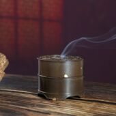 黄铜苏工做色仿古诚室内错金香薰炉敬香炉香道套装 篆香一体盘香炉