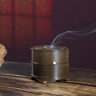 黄铜苏工做色仿古诚室内错金香薰炉敬香炉香道套装篆香一体盘香炉