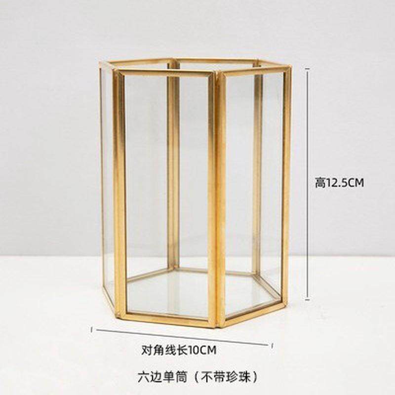 gz6mins风黄铜梳妆玻璃台笔刷筒美甲眉笔美刷具筒简约化妆刷收纳