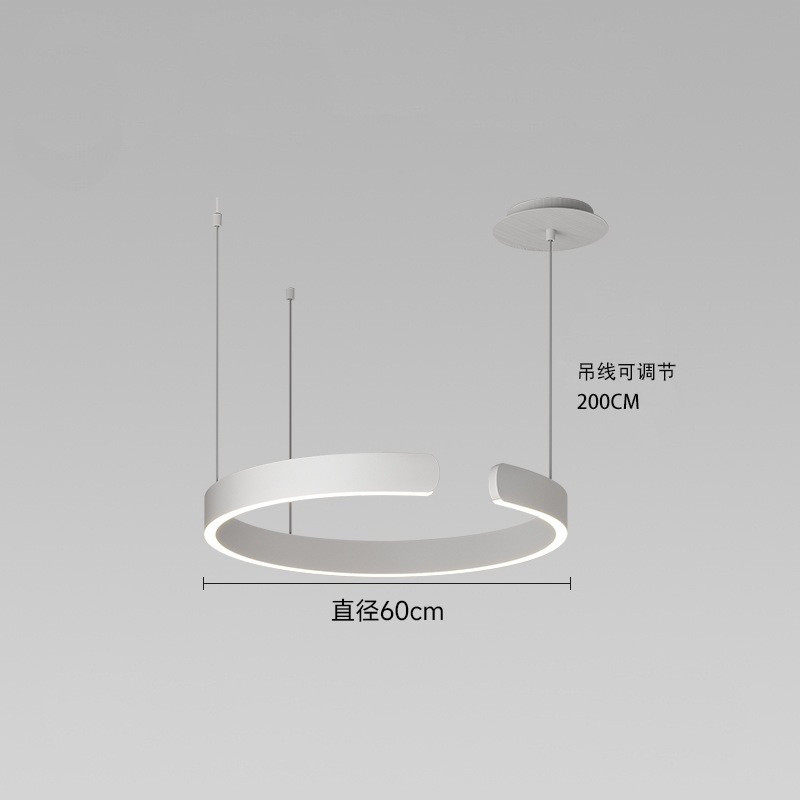 北欧简约客厅吊灯指环式创意轻奢酒店展厅圆环意c形餐厅吧台吊灯