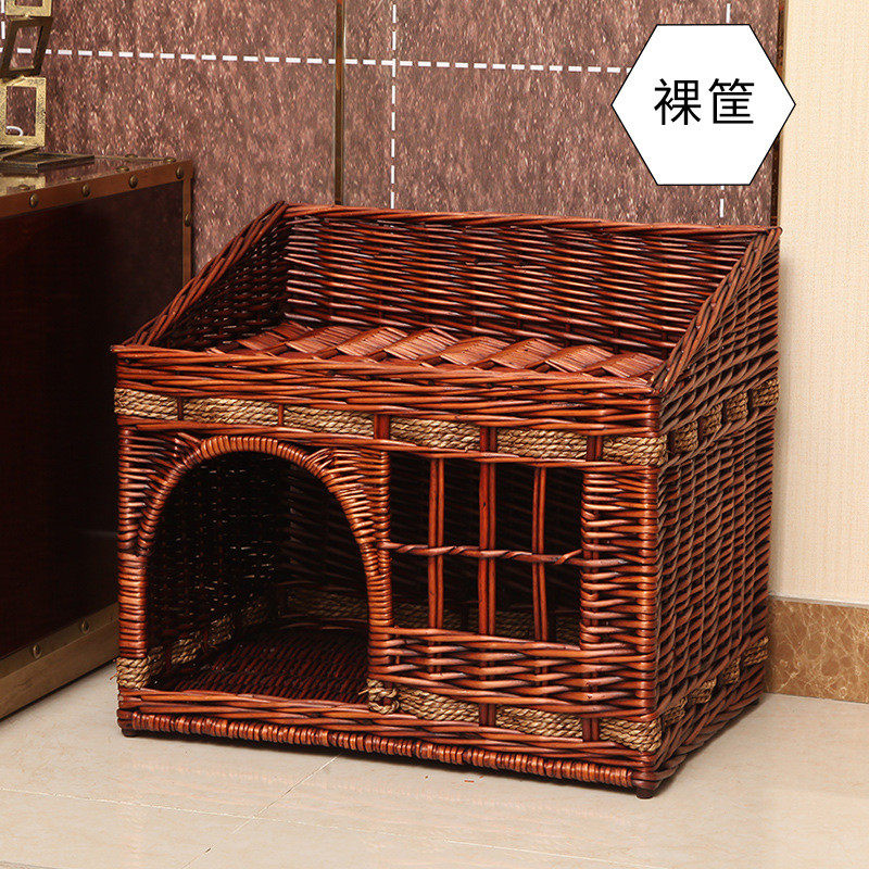 夏天用的竹编藤编筐猫窝家庭专用多猫幼猫猫咪空调窝创意夏日小奶
